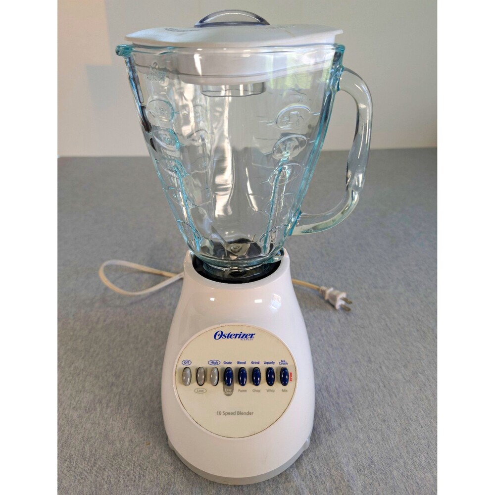 Oster Osterizer 10-Speed 450W Blender White Base 6-Cup Glass Jar Pulse Works